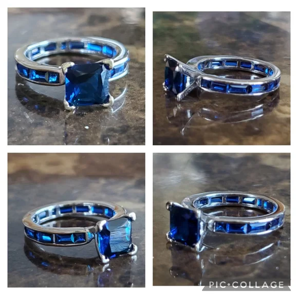 Genuine 4ct Blue Sapphire Ring Size 6 & 8 - Picture 7 of 8